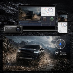 Wideorejestrator Farrot Samochodowy 4k UHD przód WIFI GPS tył full HD kamera auto 9