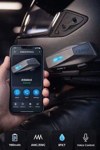 Ejeas Interkom motocyklowy zestaw 2 szt mesh 5g 3km 8 osób bluetooth do kasku fm 14