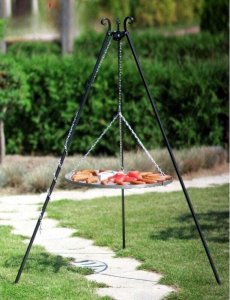 Palenisko ogrodowe Tyletegotu Grill na trójnogu z kołowrotkiem 180 cm, TRIVO, ruszt stal nierdzewna, 60 cm 2