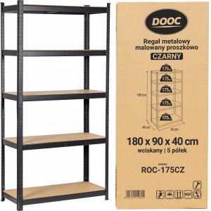 Sila Regał magazynowy stalowy 5 półkowy 180 cm czarny 3w1 wciskany 3
