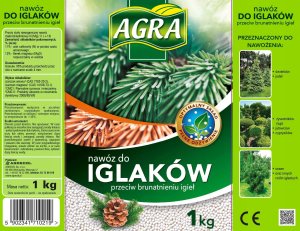 Agrecol Agra nawóz do iglaków przeciw brunatnieniu igieł granulowany 1 kg 2