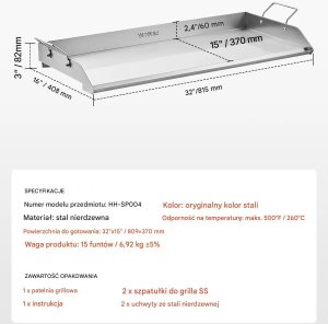 BBQ Płyta grillowa stalowa 809x370 mm uniwersalna z uchwytem do BBQ i biwaku 2
