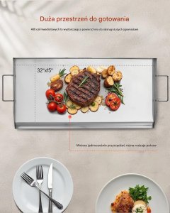 BBQ Płyta grillowa stalowa 809x370 mm uniwersalna z uchwytem do BBQ i biwaku 5