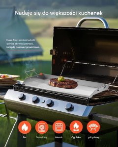 BBQ Płyta grillowa stalowa 809x370 mm uniwersalna z uchwytem do BBQ i biwaku 7