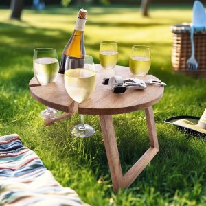 vidaXL Stolik piknikowy na wino drewniany składany MANGO 39,5x24,5cm 2