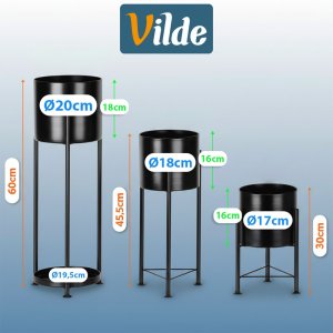 Vilde Kwietnik metalowy czarny 3 szt. 5