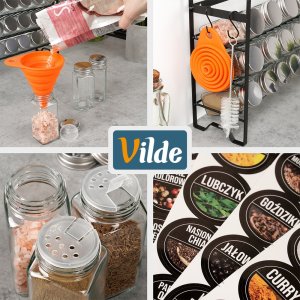 Vilde Półka na przyprawy z pojemnikami 24 szt. + 90 naklejek 4