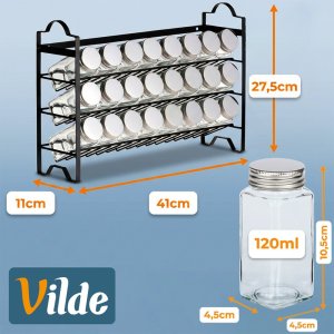 Vilde Półka na przyprawy z pojemnikami 24 szt. + 90 naklejek 5