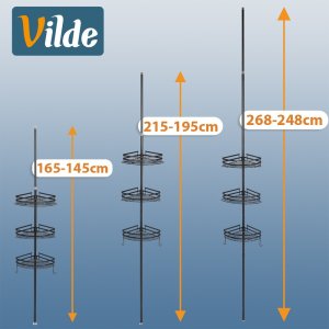 Koszyk prysznicowy Vilde Półka pod prysznic metalowa czarna regulowana narożna 5
