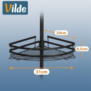 Koszyk prysznicowy Vilde Półka pod prysznic metalowa czarna regulowana narożna 6