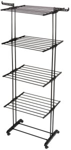 Suszarka na pranie Vilde Suszarka na pranie metalowa czarna pionowa na kółkach XXL 74,5x64x225 cm 3