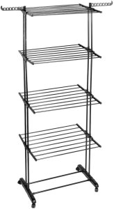 Suszarka na pranie Vilde Suszarka na pranie metalowa czarna pionowa na kółkach XXL 74,5x64x225 cm 8