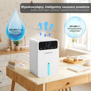 Bauerkraft Kompaktowy cichy mini osuszacz powietrza pochłaniacz wilgoci 350ml/24h 1,2l 3