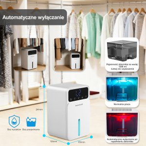 Bauerkraft Kompaktowy cichy mini osuszacz powietrza pochłaniacz wilgoci 350ml/24h 1,2l 7