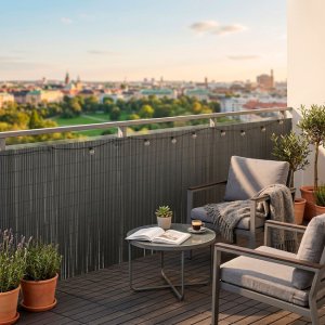 Springos Osłona PVC maskująca na balkon, taras, ogrodzenie 300x100 cm ciemnoszara Uniwersalny 5