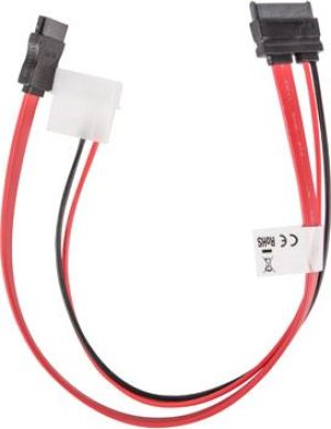 Lanberg SATA - SATA Slimline + Molex, 0.35m, Czerwony (CA-SASL-10CU-0035-R) 2