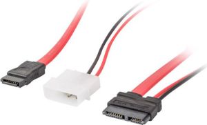 Lanberg SATA - SATA Slimline + Molex, 0.35m, Czerwony (CA-SASL-10CU-0035-R) 4