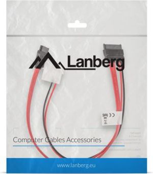 Lanberg SATA - SATA Slimline + Molex, 0.35m, Czerwony (CA-SASL-10CU-0035-R) 5