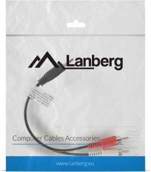 Kabel Lanberg Jack 3.5mm - RCA (Cinch) x2 0.2m czarny (CA-MJRC-10CC-0002-BK) 2