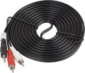 Kabel Lanberg Jack 3.5mm - RCA (Cinch) x2 10m czarny (CA-MJRC-10CC-0100-BK) 2