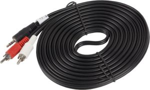 Kabel Lanberg Jack 3.5mm - RCA (Cinch) x2 10m czarny (CA-MJRC-10CC-0100-BK) 3