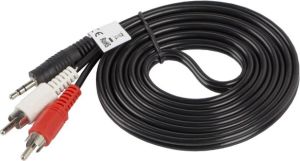 Kabel Lanberg Jack 3.5mm - RCA (Cinch) x2 2m czarny (CA-MJRC-10CC-0025-BK) 3