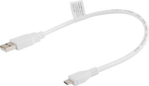 Kabel USB Lanberg USB-A - microUSB 0.3 m Biały (CA-USBM-10CC-0003-W) 1