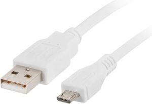 Kabel USB Lanberg USB-A - microUSB 0.3 m Biały (CA-USBM-10CC-0003-W) 2