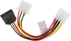 Lanberg SATA 15-pin - Molex x2, 0.15m, Wielokolorowy (CA-HDSA-12CU-0015) 2