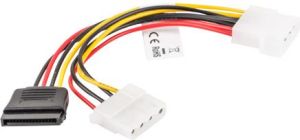 Lanberg SATA 15-pin - Molex x2, 0.15m, Wielokolorowy (CA-HDSA-12CU-0015) 3