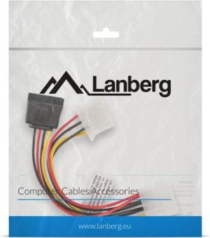 Lanberg SATA 15-pin - Molex x2, 0.15m, Wielokolorowy (CA-HDSA-12CU-0015) 5