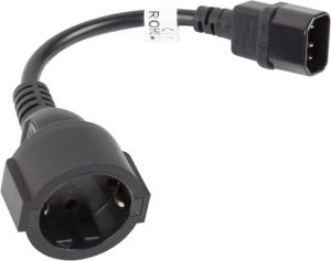 Kabel zasilający Lanberg IEC 320 C14 - Schuko, 20cm, czarny (CA-C14E-10CC-0018-BK) 1