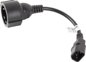 Kabel zasilający Lanberg IEC 320 C14 - Schuko, 20cm, czarny (CA-C14E-10CC-0018-BK) 2