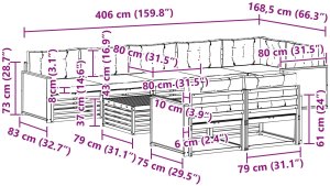 Ambiance vidaXL Zestaw sof na zewnątrz z poduszką 9 pcs 7