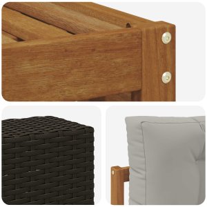 Ambiance vidaXL Zestawy sof z poduszką 11 pcs Lite Drewno Akacji 5