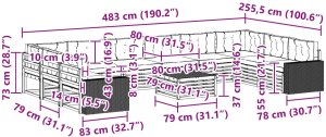 Ambiance vidaXL Zestawy sof z poduszką 11 pcs Lite Drewno Akacji 7