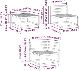 Ambiance vidaXL Zestaw sof na zewnątrz 6 pcs Biały 325 x 166,5 x 73 cm 9
