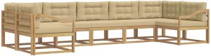 Ambiance vidaXL Zestaw sof na zewnątrz z poduszką 7 pcs Biały i Beżowy 2