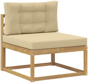 Ambiance vidaXL Zestaw sof na zewnątrz z poduszką 7 pcs Biały i Beżowy 3