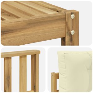 Ambiance vidaXL Zestaw sof na zewnątrz z poduszką 10 pcs Biały i kremowy 6