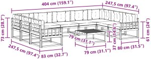 Ambiance vidaXL Zestaw sof na zewnątrz z poduszką 10 pcs Biały i kremowy 8