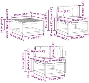 Ambiance vidaXL Zestaw sof na zewnątrz z poduszką 10 pcs Biały i kremowy 9