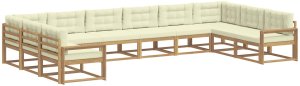 Ambiance vidaXL Zestaw sof na zewnątrz z poduszką 10 pcs Biały i kremowy 2