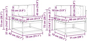 Ambiance vidaXL Zestaw sof na zewnątrz z poduszką 10 pcs Biały i kremowy 9