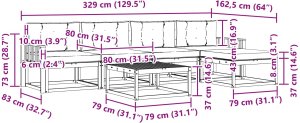 Ambiance vidaXL Zestaw sof na zewnątrz 6 pcs Biały i kremowy 79 x 79 x 37 cm 7