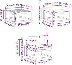 Ambiance vidaXL Zestaw sof na zewnątrz 6 pcs Biały i kremowy 79 x 79 x 37 cm 8