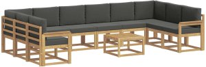 Ambiance vidaXL Zestaw sof na zewnątrz z poduszką 11 pcs Biały i antracyt 2