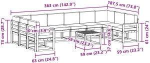 Ambiance vidaXL Zestaw sof na zewnątrz z poduszką 11 pcs Biały i antracyt 8