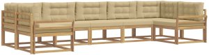 Ambiance vidaXL Zestaw sof na zewnątrz z poduszką 7 pcs Biały i Beżowy 2