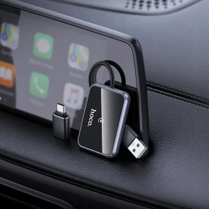 Hoco HU1 Wireless CarPlay Adapter – USB A and C – Black 6